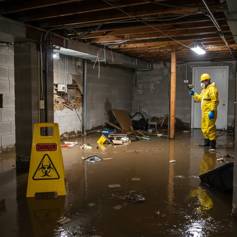 Flooded Basement Electrical Hazard in Scottsburg, IN Property